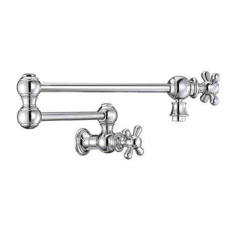Whitehaus Vintage Iii Plus Wall Mount Retractable Swing Spout Pot Filler W/ Cros WHKPFCR3-9550-NT-C